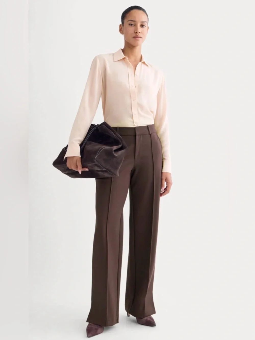 New Everlane PONTE WIDE-LEG TROUSER Dark Chocolate Size 8